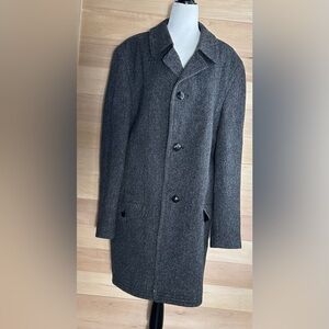 Men's Classic Gray Pea Coat PROCHNIK made in Poland vintage wool herringbone